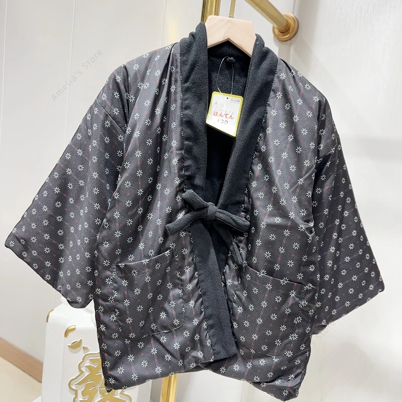 Traditional Winter Japanese Clothing - เสื้อฮันเต็นฤดูหนาวสำหรับเด็กเสื้อแจ็คเก็ตสไตล์ญี่ปุ่นเสื้อผ้าแบบดั้งเดิมเด็กเสื้อผ้าเอเชียเด็กชายเด็กหญิงเสื้อ 130-150 ซม.
