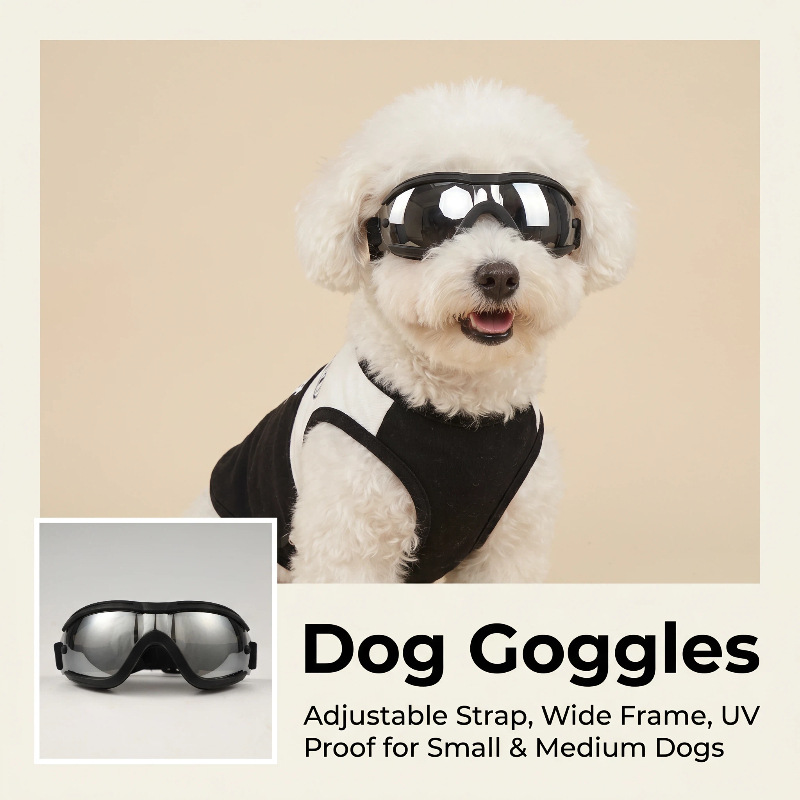 Snow Goggle Uv - แว่นกันแดด TPU สำหรับสุนัข ปรับได้ ป้องกันรังสียูวี แว่นตาสำหรับสัตว์เลี้ยงขนาดเล็ก