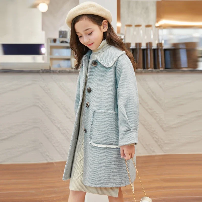 Winter Clothing Kids - เสื้อแจ็กเก็ตตัวยาวสำหรับเด็กเล็กเด็กผู้หญิงเสื้อโค้ทขนสัตว์สไตล์เกาหลีสำหรับเด็ก3ถึง6 8 14ปี2024ฤดูใบไม้ร่วง
