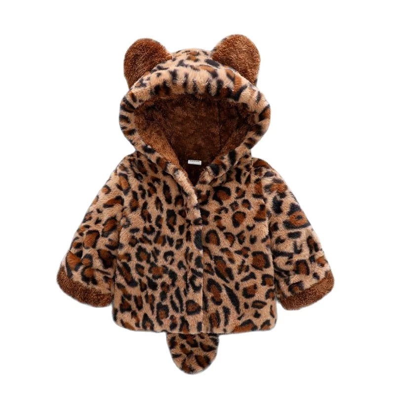 Winter Clothing For Babies - 1 2 3 4ปีตุ๊กตาเด็กเสื้อเสือดาวพิมพ์คริสต์มาสเจ้าหญิงฤดูใบไม้ร่วงและฤดูหนาว Warm Hooded
