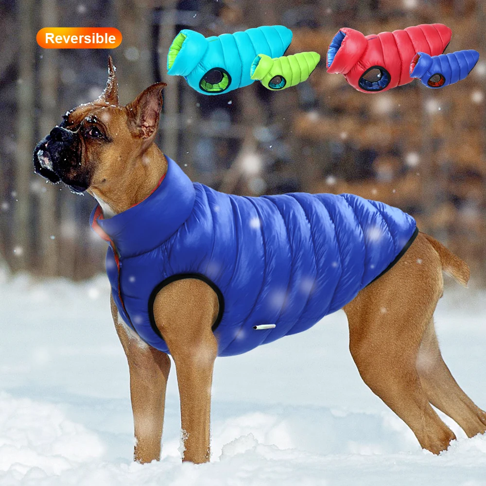 Winter Clothing Layers - ฤดูหนาวที่อบอุ่นเสื้อผ้าสุนัขเสื้อกั๊ก REVERSIBLE สุนัขเสื้อแจ็คเก็ต 3 ชั้นหนาเสื้อผ้าสัตว์เลี้ยงชุดกันน้ําสําหรับสุนัขขนาดใหญ่ขนาดเล็ก