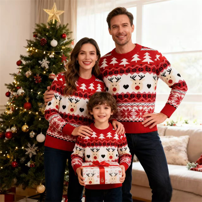 Winter Clothing Kids - เสื้อครอบครัวลายคริสต์มาส เสื้อคู่พ่อแม่ลูก เสื้อไหมพรมลายการ์ตูนใหม่ คริสต์มาส 2025