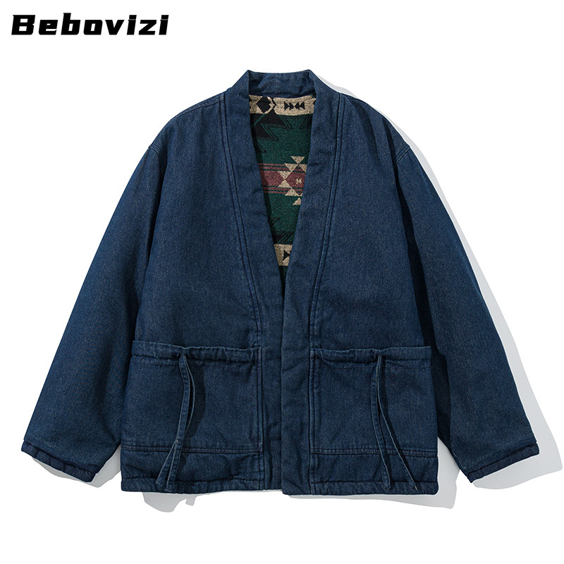Traditional Winter Japanese Clothing - แฟชั่นVINTAGE REVERSIBLE Coatกิโมโนเสื้อคลุมฮาโอริฤดูหนาวญี่ปุ่นกระเป๋าCardigan WARM JACKET Coatเสื้อผ้าเอเชียแบบดั้งเดิม