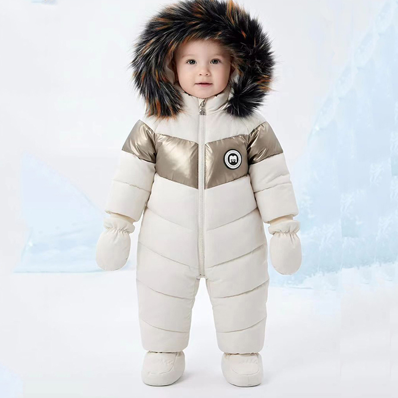 Winter Clothing For Babies - ชุดรอมเปอร์เด็กแรกเกิดฤดูหนาวพร้อมถุงมือ ชุดเด็กผู้หญิงหนาอุ่น ชุดจั๊มสูทเด็กผู้ชายมีฮู้ด ชุดเสื้อผ้าเด็ก 0-18 เดือน