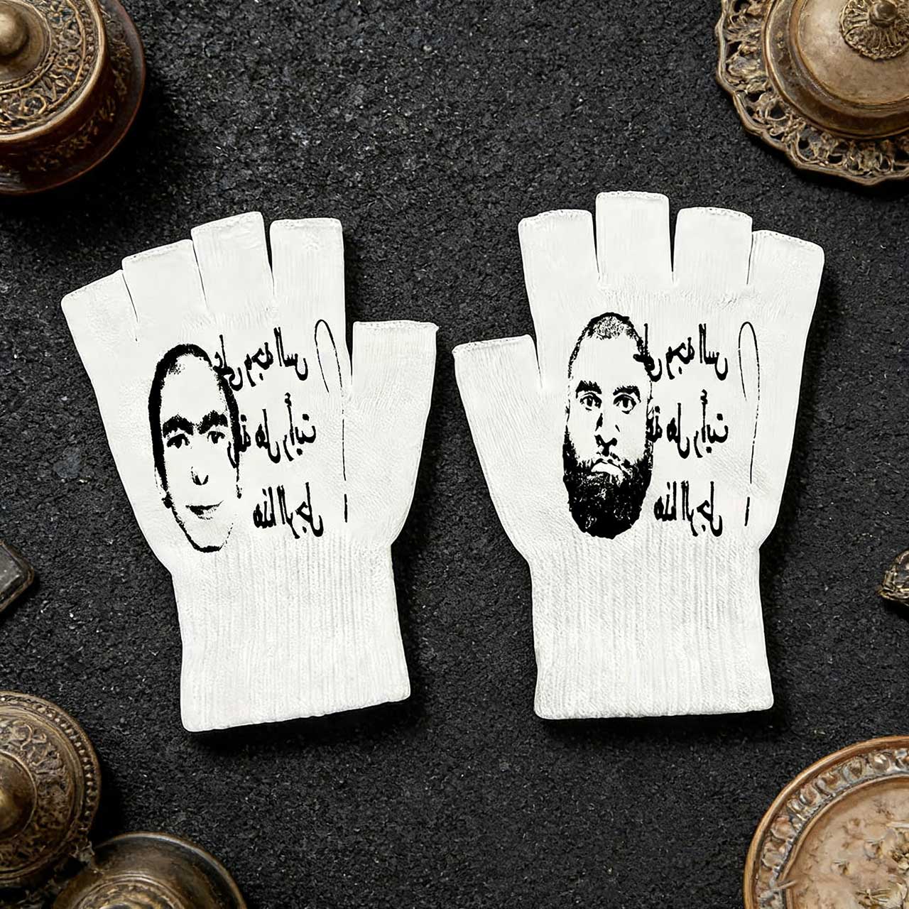 Knit Glove Touch Screen - ถุงมือไร้นิ้วลายพิมพ์ย้อนยุค Y2K - ถุงมือหน้าจอสัมผัสแบบถักสไตล์ไฮสตรีท อินเทรนด์ในสไตล์เดียวกัน