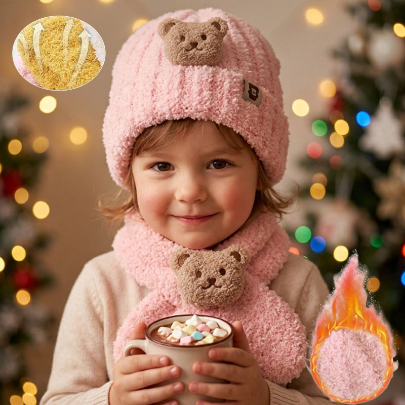 Winter Clothing For Babies - 1-10 ชิ้น ชุดหมวกและผ้าพันคอเด็กสำหรับเด็กหญิงเด็กชาย ชุดกันหนาวฤดูหนาว ลายการ์ตูนหมี เสื้อผ้ากันหนาวสำหรับเด็ก
