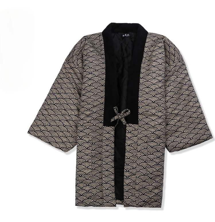 Traditional Winter Japanese Clothing - Hanten แจ็คเก็ตผู้ชาย, คาร์ดิแกนกิโมโนญี่ปุ่นวินเทจผ้าฝ้ายบุนวมชุดนอน pakaian rumahan เอเชีย
