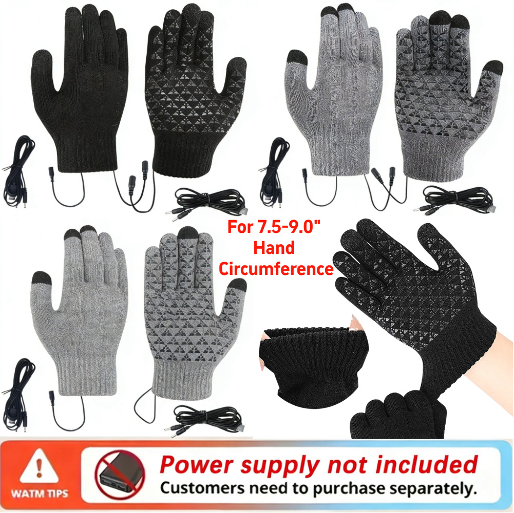 Knit Glove Touch Screen - ถุงมือถักแบบมีฮีตเตอร์ USB 5-1 คู่ ถุงมือหน้าจอสัมผัส ถุงมือกันลื่น