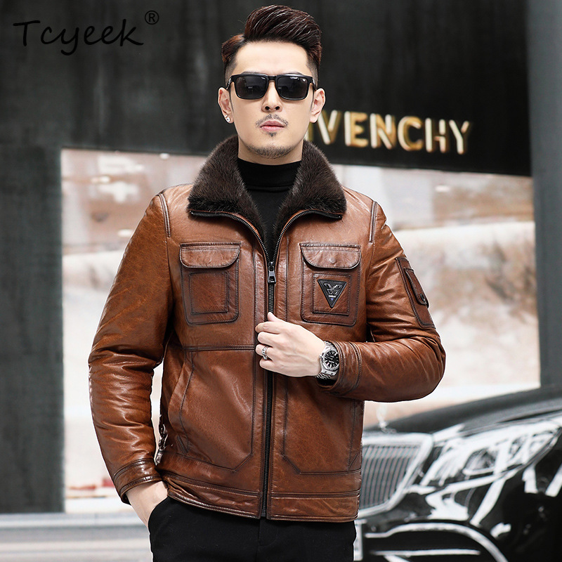 เสื้อแจ็คเก็ตหนังแกะแท้ Tcyeek - Winter Clothing Layers บทวิจารณ์และราคา