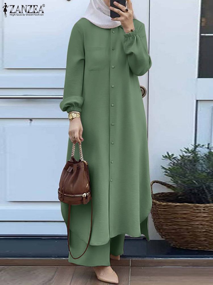 ZANZEA แฟชั่น2Pcs ผู้หญิงมุสลิ - Winter Clothing Dubai บทวิจารณ์และราคา