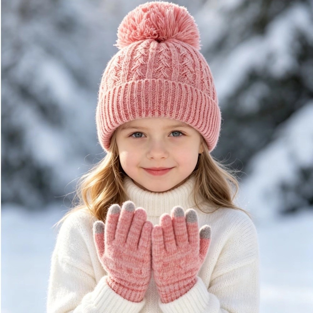 2 ชิ้น/เซ็ตแฟชั่นฤดูหนาวเด็กหม - Knit Glove Touch Screen บทวิจารณ์และราคา
